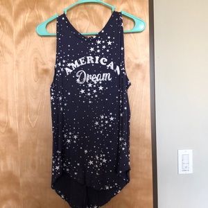 Navy blue with white star tank top